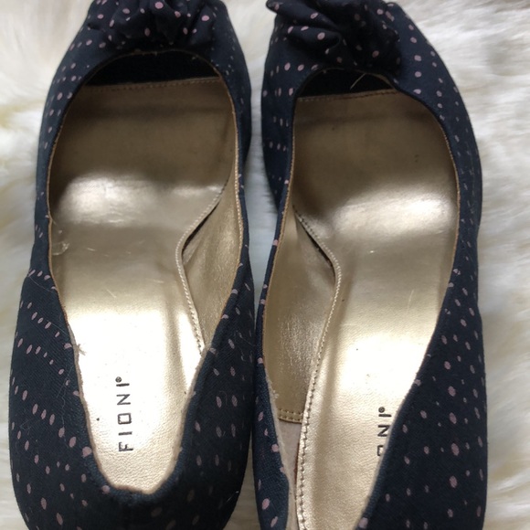 FIONA Navy with Pink Pooka-dot Peep toe Shoes - Picture 8 of 8